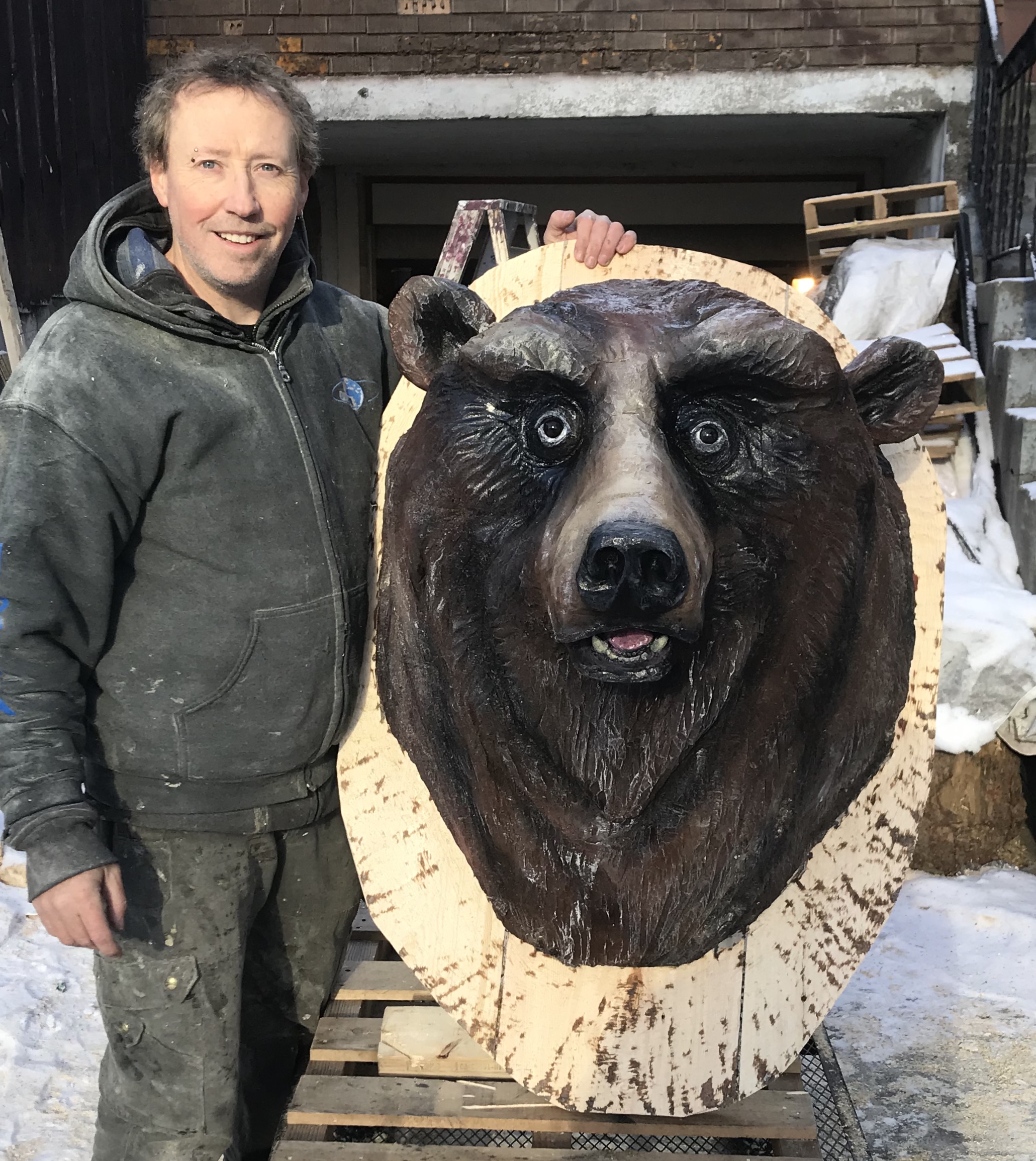 Bear head Carved for Banff